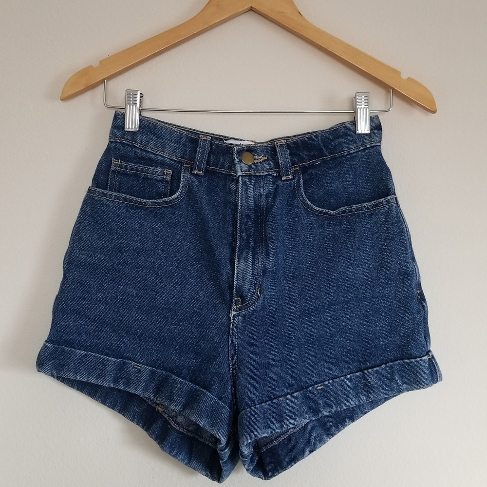 American Apparel Denim High-Waist Cuff Short